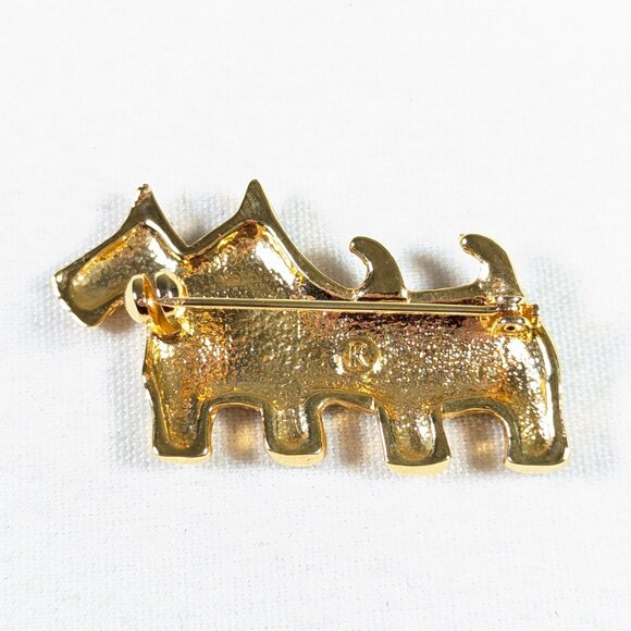 Vintage metal Scottie brooch, twin terrier pin - Picture 4 of 6